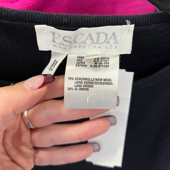escada Black Sweater Tank Seam Cap Sleeve Wool Top size FR 44/12 - Picture 7 of 7